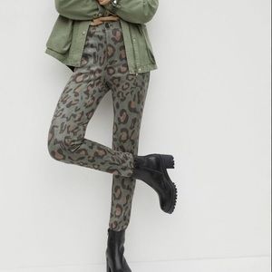 Anthropologie Maeve Leopard Suede Skinny Pants